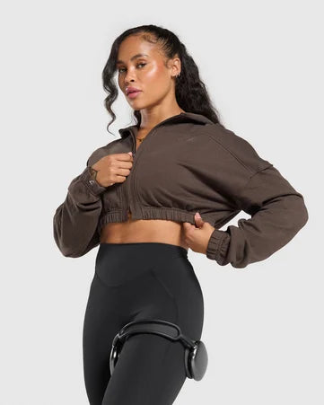 Superset Crop Zip Hoodie Deep